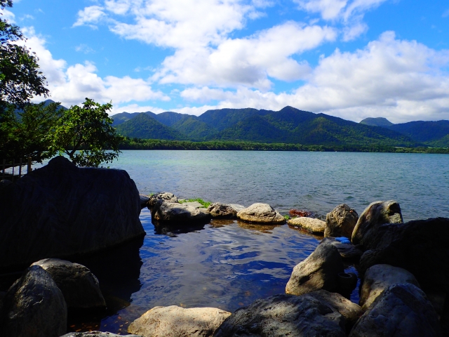 フリー素材の女王 茜さや コタン温泉露天風呂