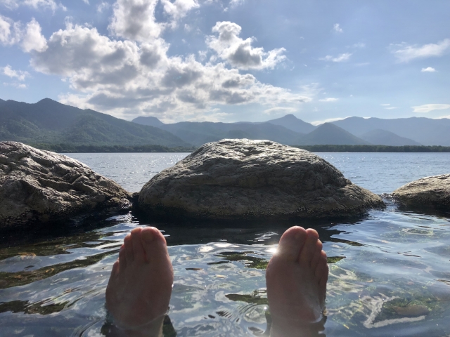 フリー素材の女王 茜さや コタン温泉露天風呂